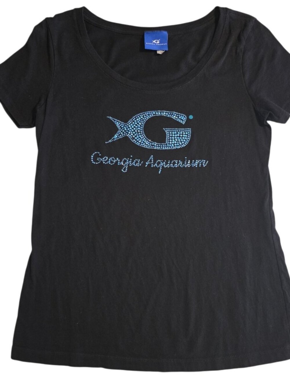 Georgia Aquarium‎ T-Shirt Rhinestone Graphic Dark Navy Blue Womens XL
